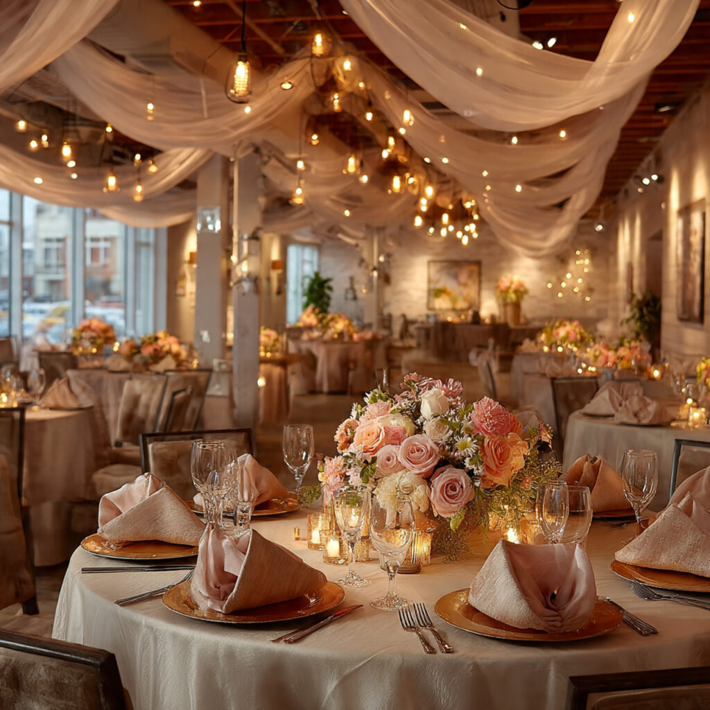 december wedding reception setup with organized seating