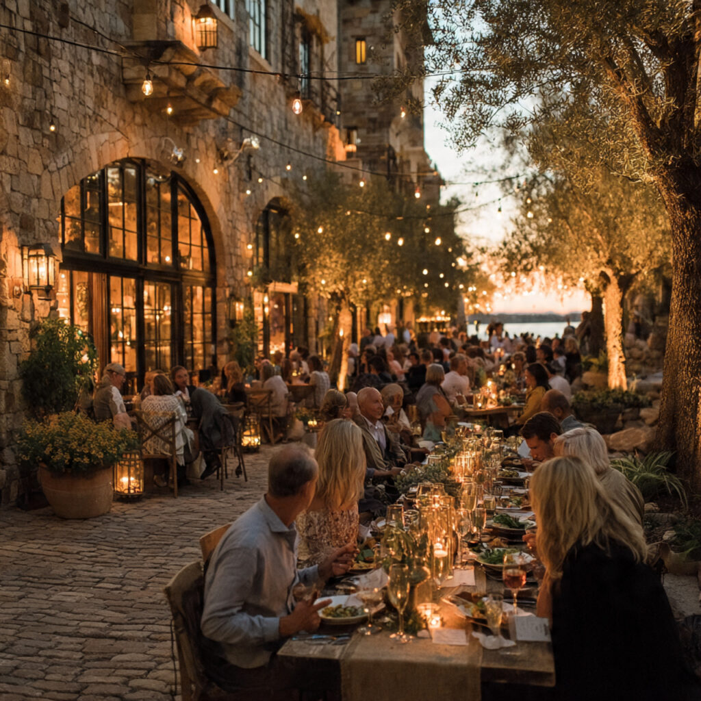 destination rehearsal dinner featuring local cuisine outdoor