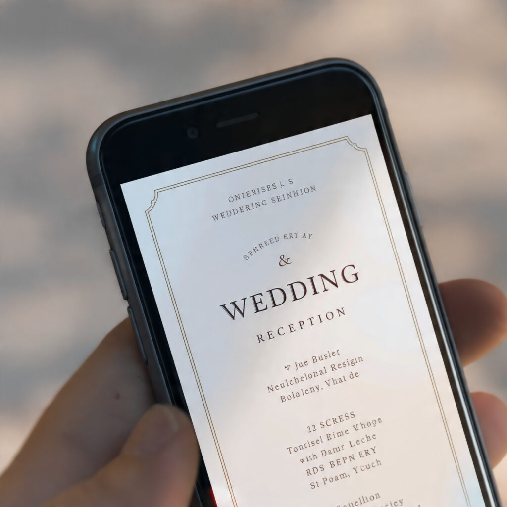 digital wedding reception invitation displayed on smartphone