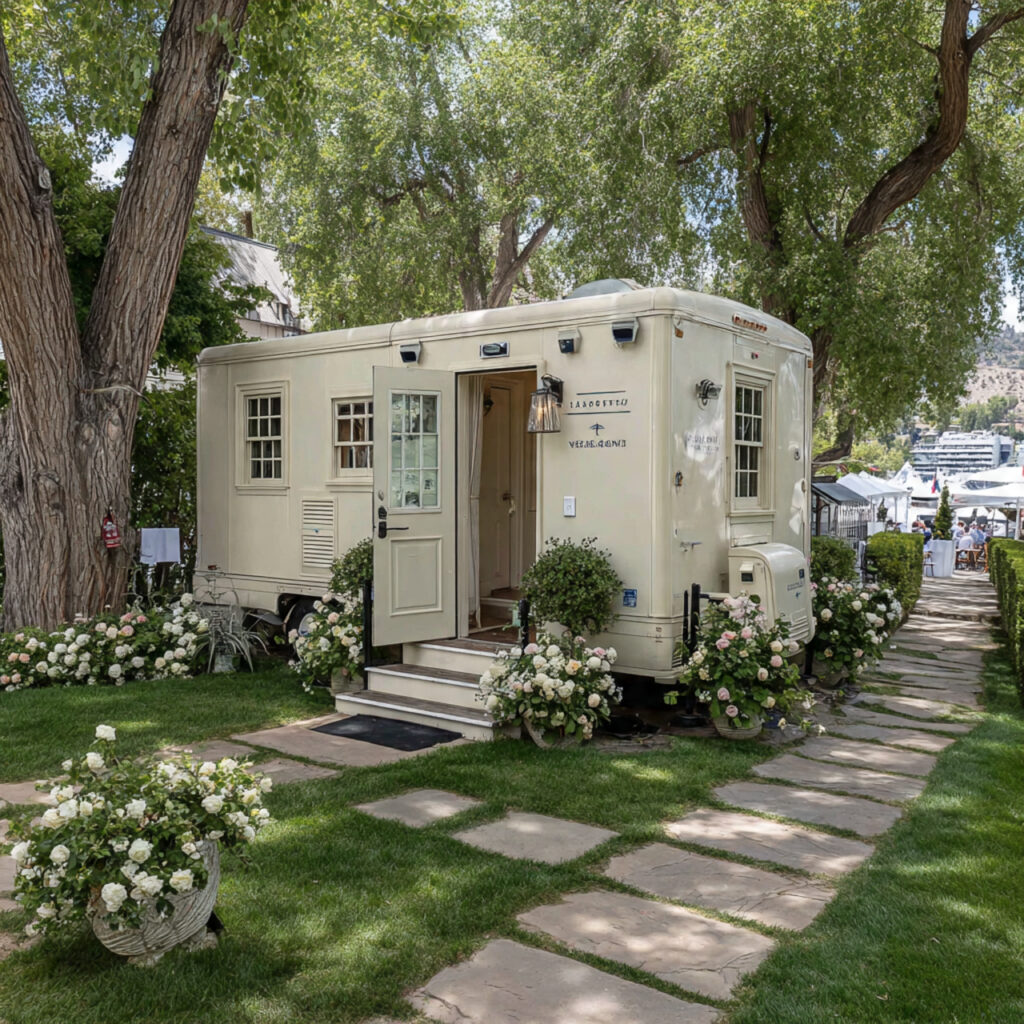 discreet backyard wedding restroom solution clean portable