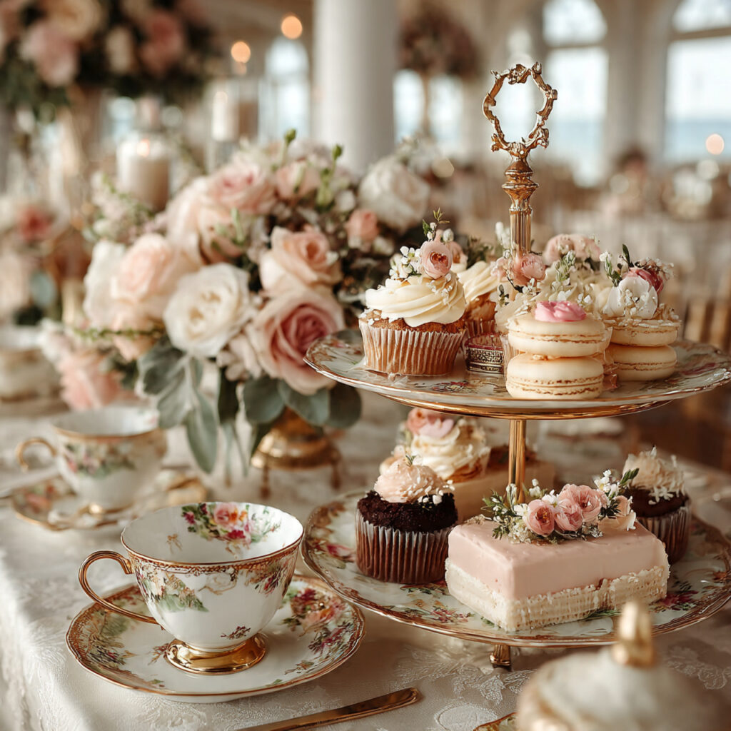 elegant afternoon tea baby shower with teacups