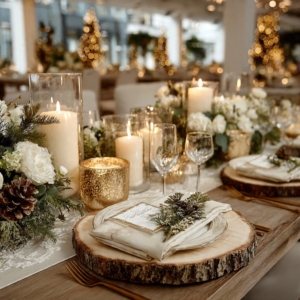 elegant december wedding setup with winter color