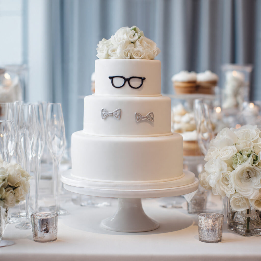 elegant groom s cake with subtle humorous design