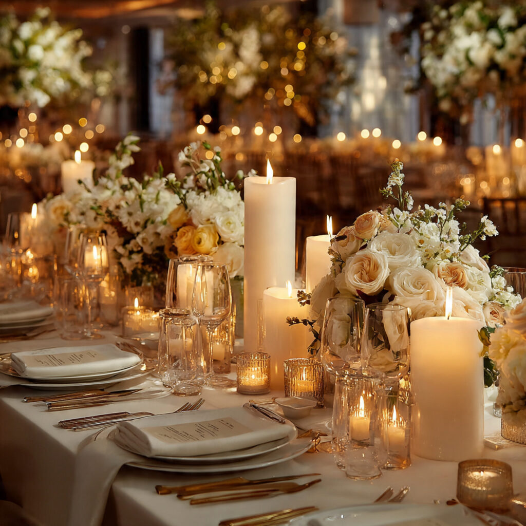 event table decorated only with evenly spaced