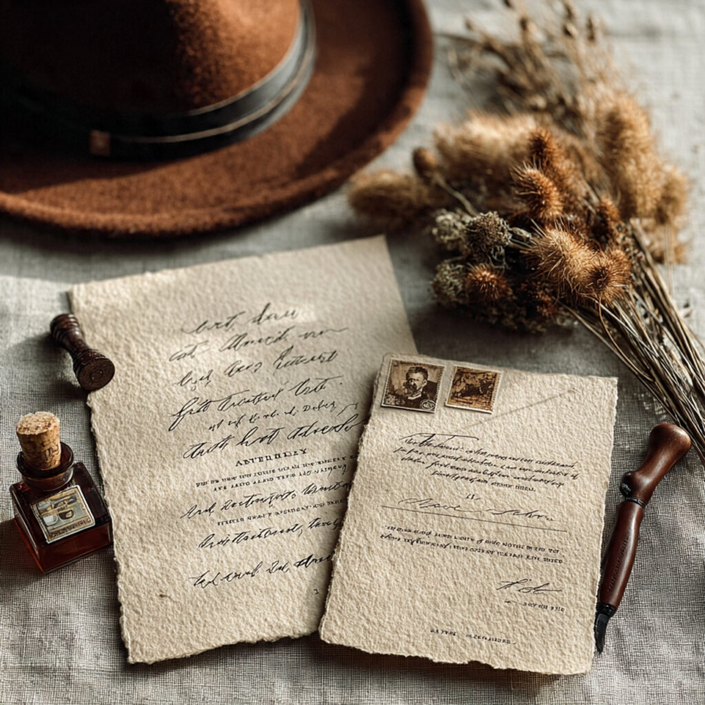 19 Vintage Wedding Invitations for Elegant and Classic Ceremonies 1 flat lay of vintage wedding invitation with