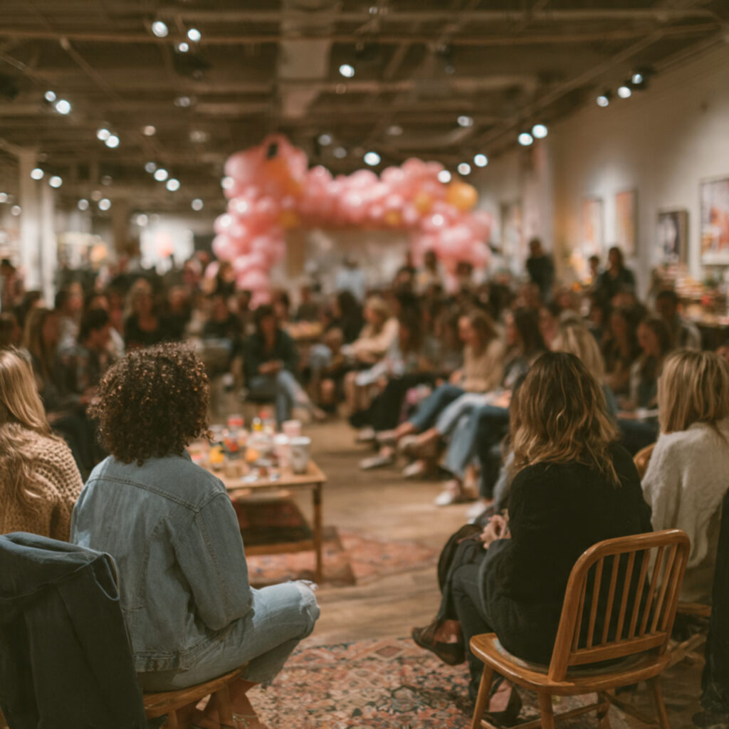 game free baby shower with guests sitting and