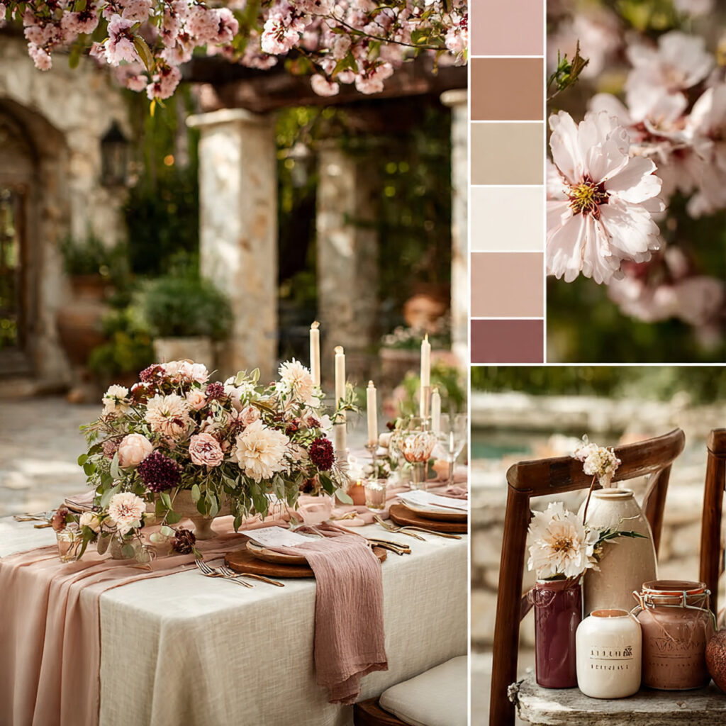 garden wedding decor using muted seasonal colors