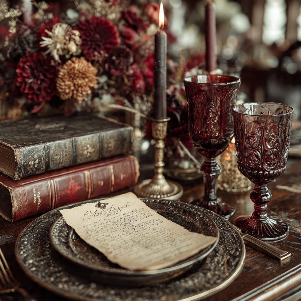 gothic wedding details inspired by classic literature