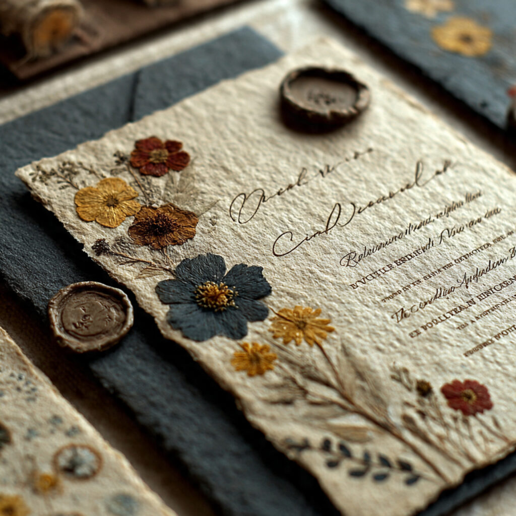 19 Vintage Wedding Invitations for Elegant and Classic Ceremonies 13 handcrafted wedding invitation with pressed dried flower