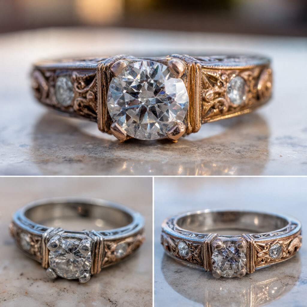heirloom engagement ring before and after redesign