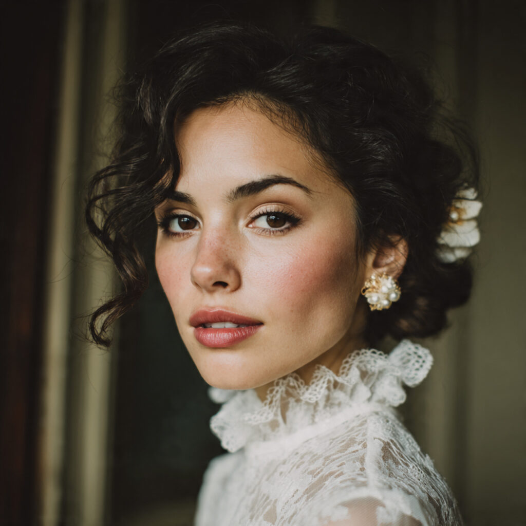 heirloom inspired vintage bridal makeup with soft matte