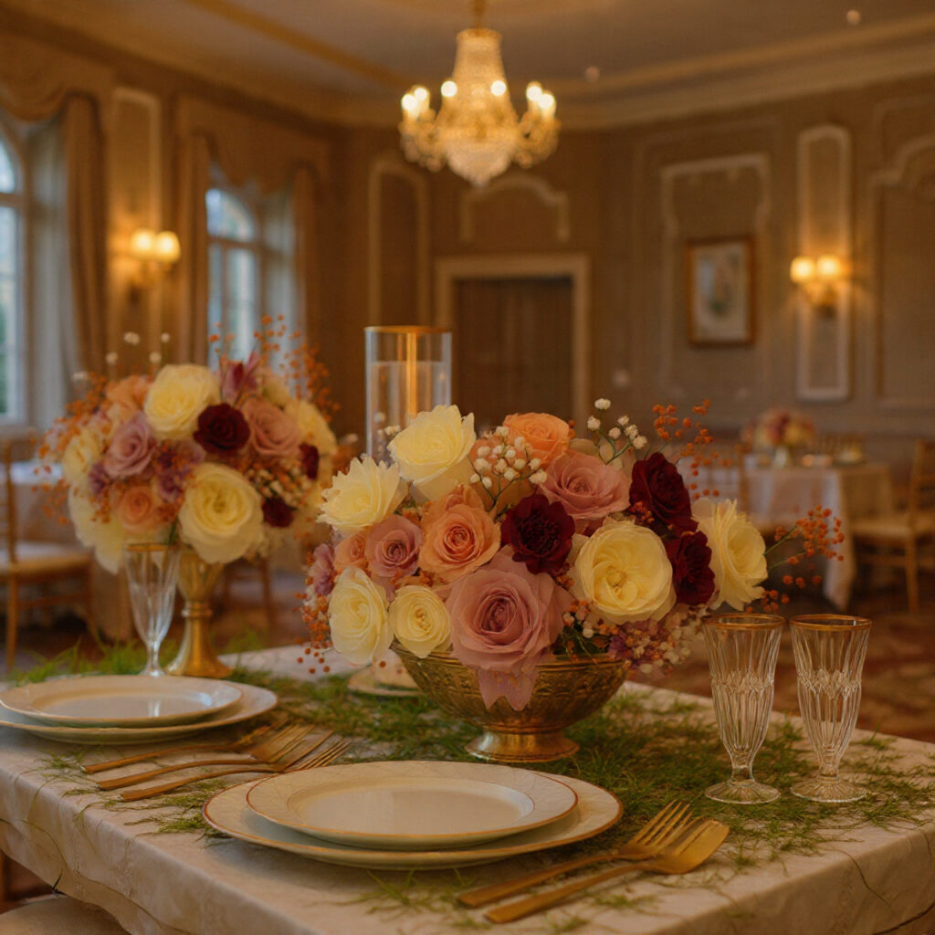 indoor high end luxury wedding floral design inspired