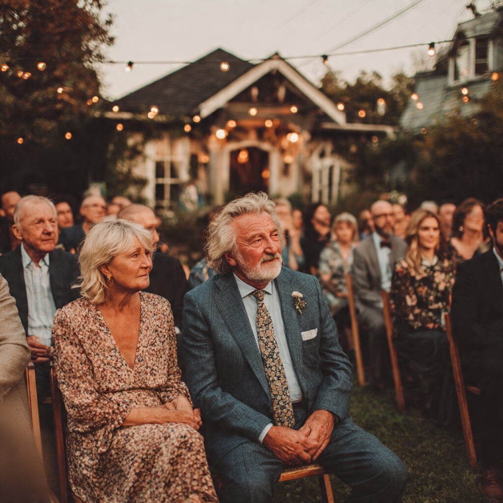 intimate backyard wedding with fewer guests seated