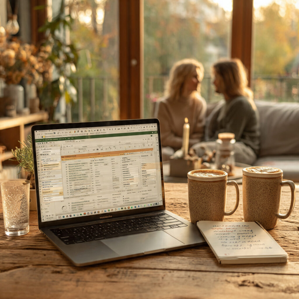 laptop open with a digital guest list