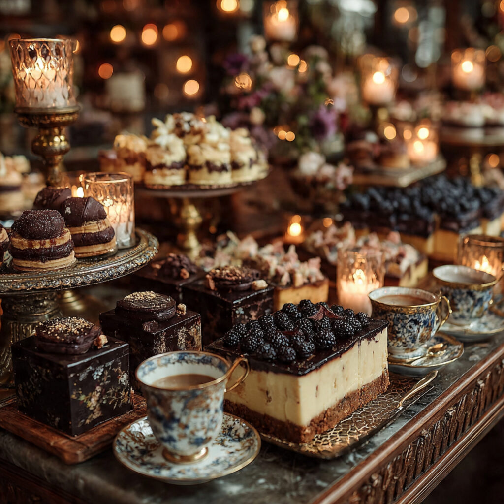 late night rehearsal dinner dessert gathering candles and