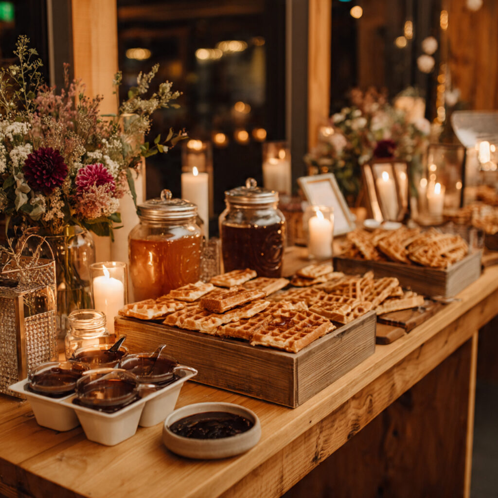 late night wedding breakfast snack bar with