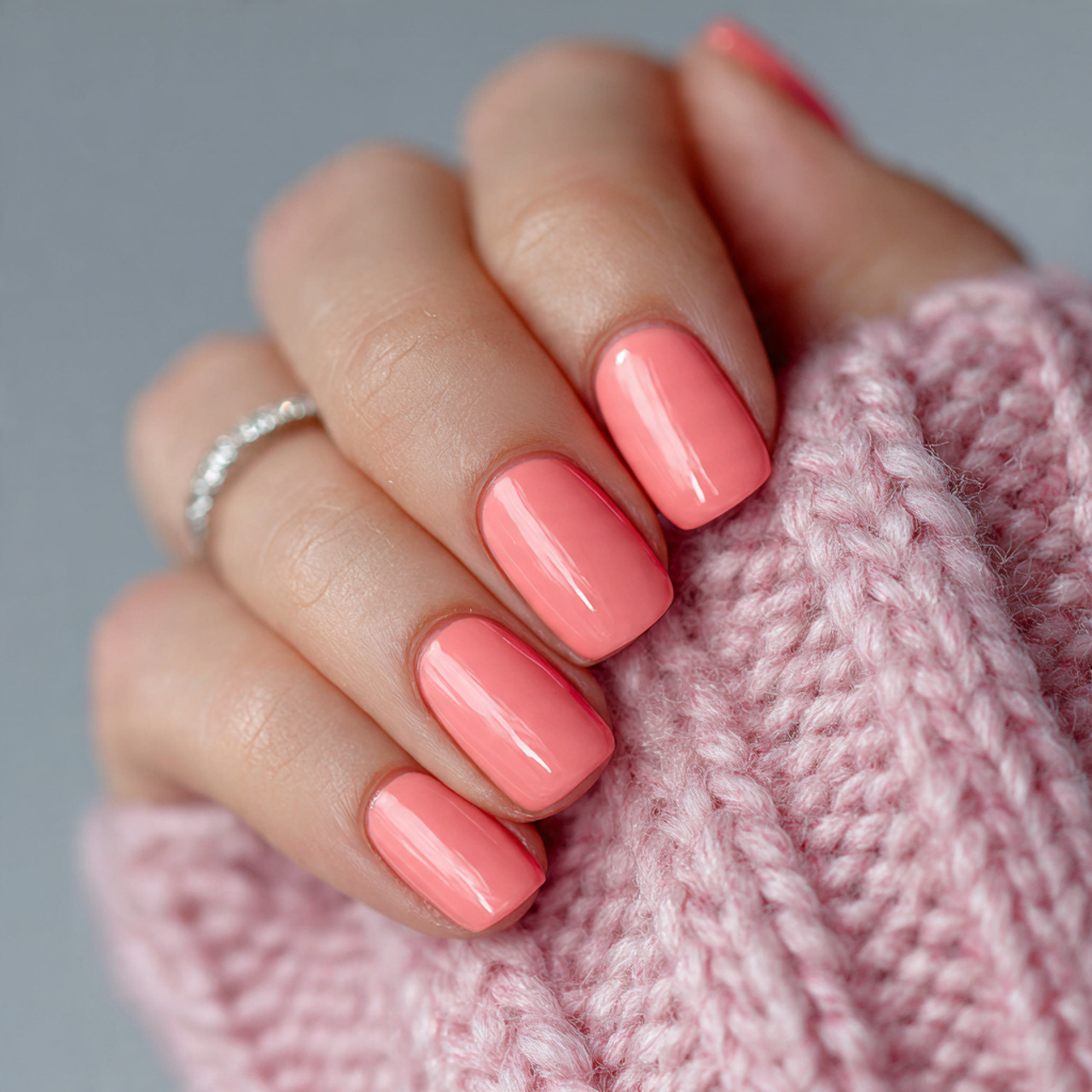 Light Coral Minimal Nails