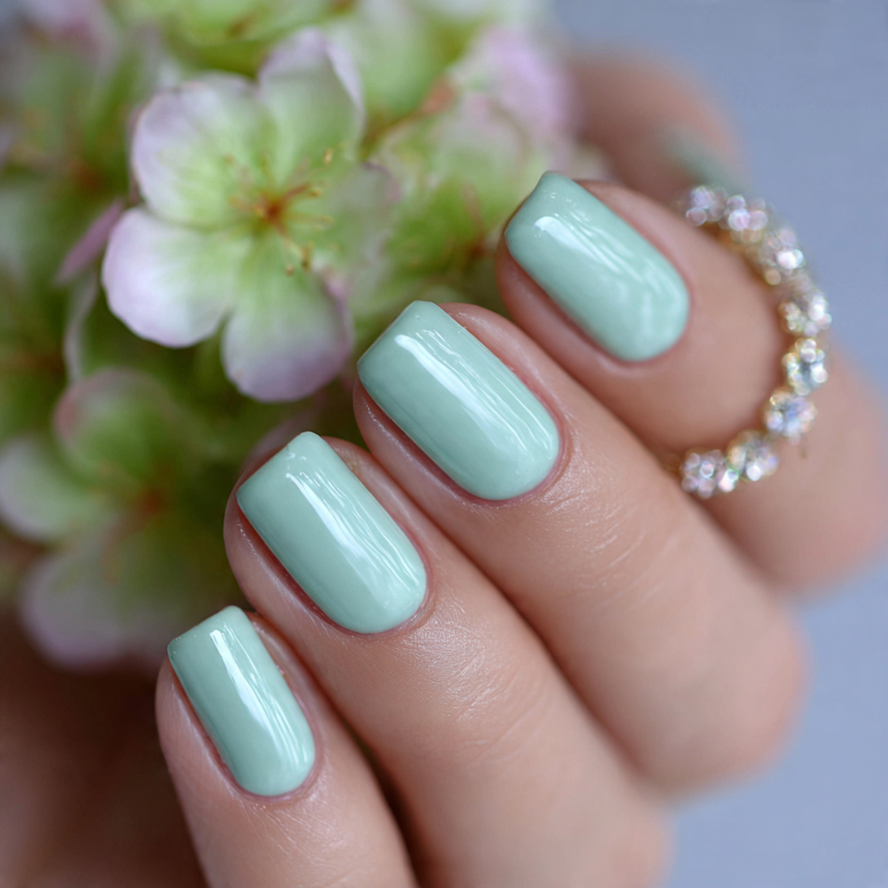 Light Mint Green Nails