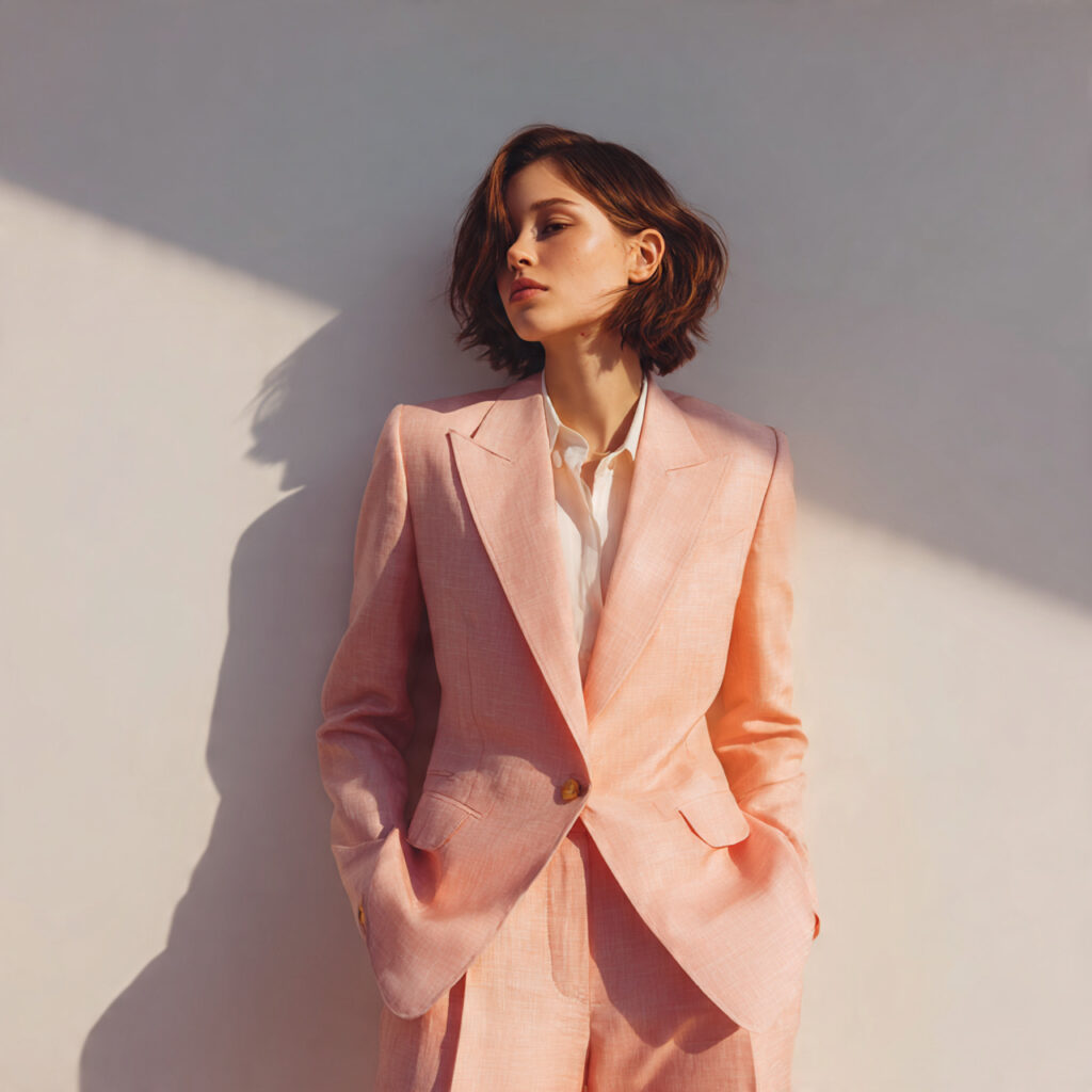 light pink women s suit with tailored feminine
