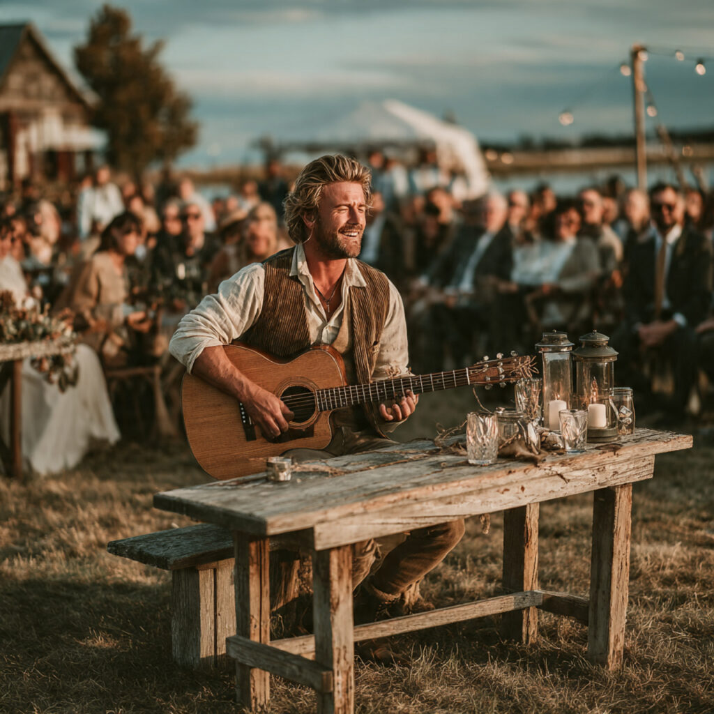 live acoustic musician playing guitar at a