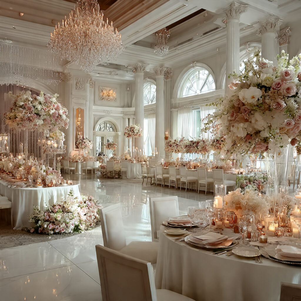 luxury classic elegant wedding reception in a