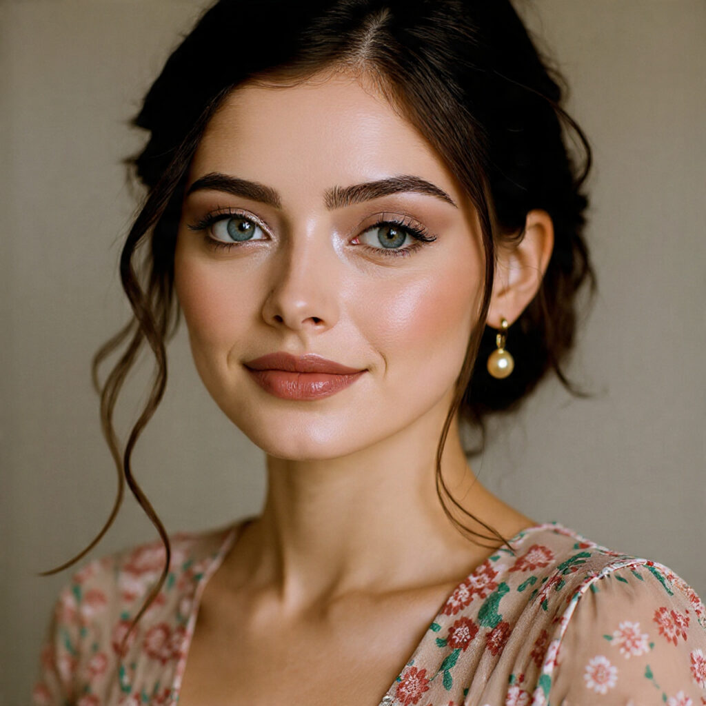 mid century inspired bridal makeup featuring clean skin