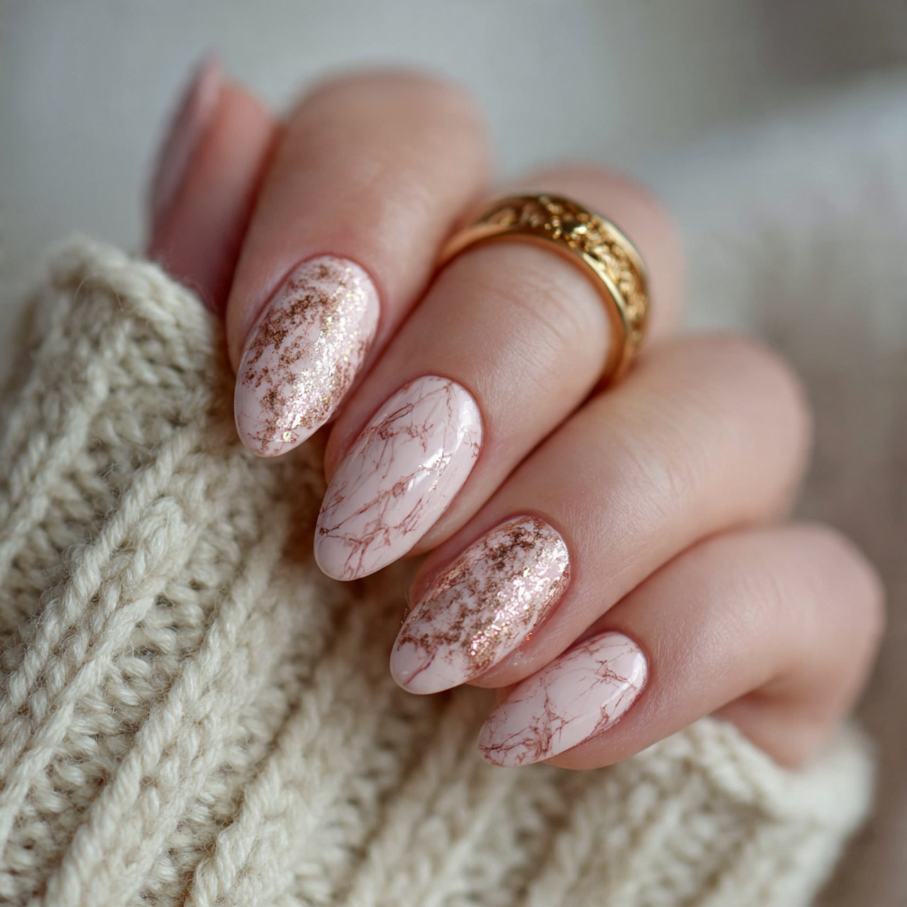 Milky White Almond Nails