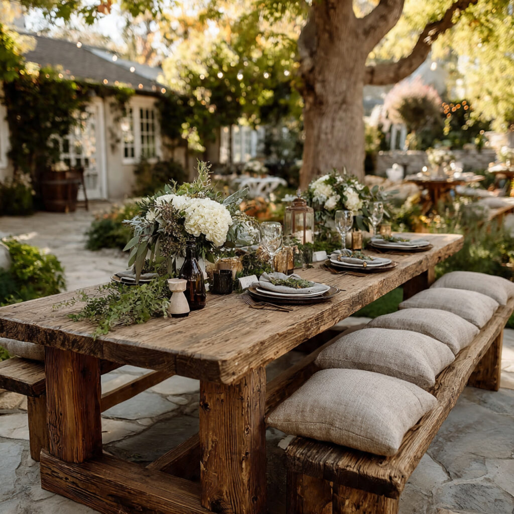 minimal backyard wedding decor with limited color 1