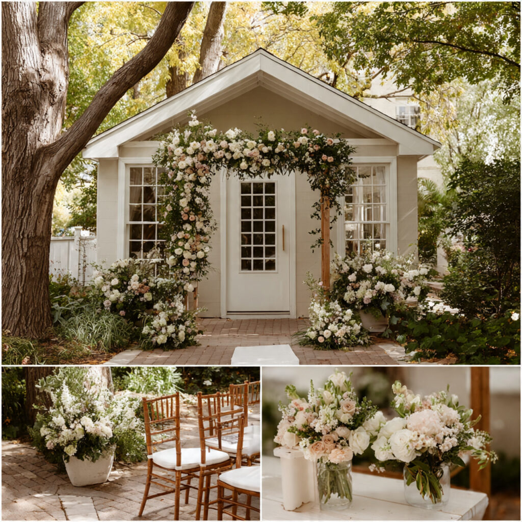 minimal floral decor at a micro backyard