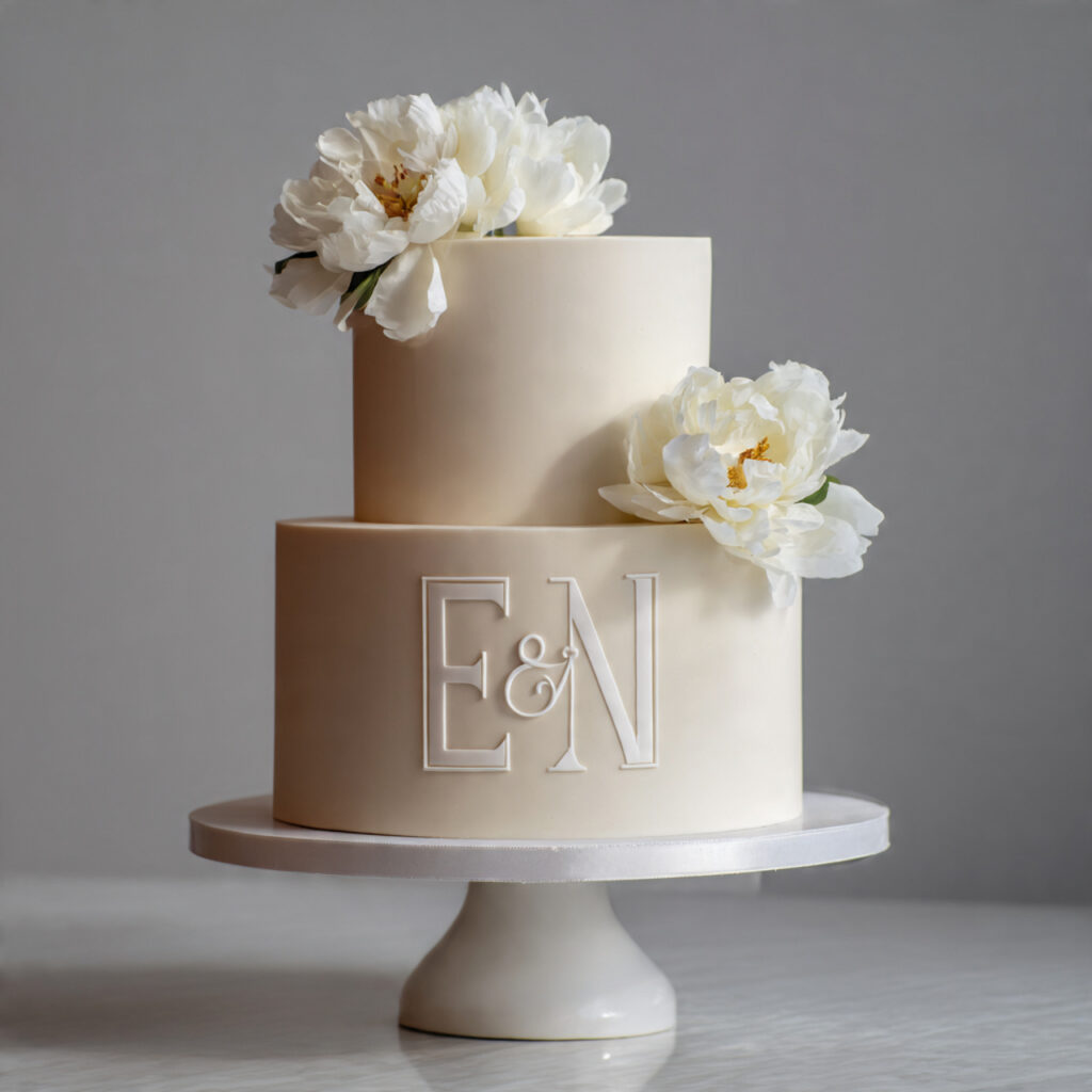 minimal monogram groom s cake with bold elegant