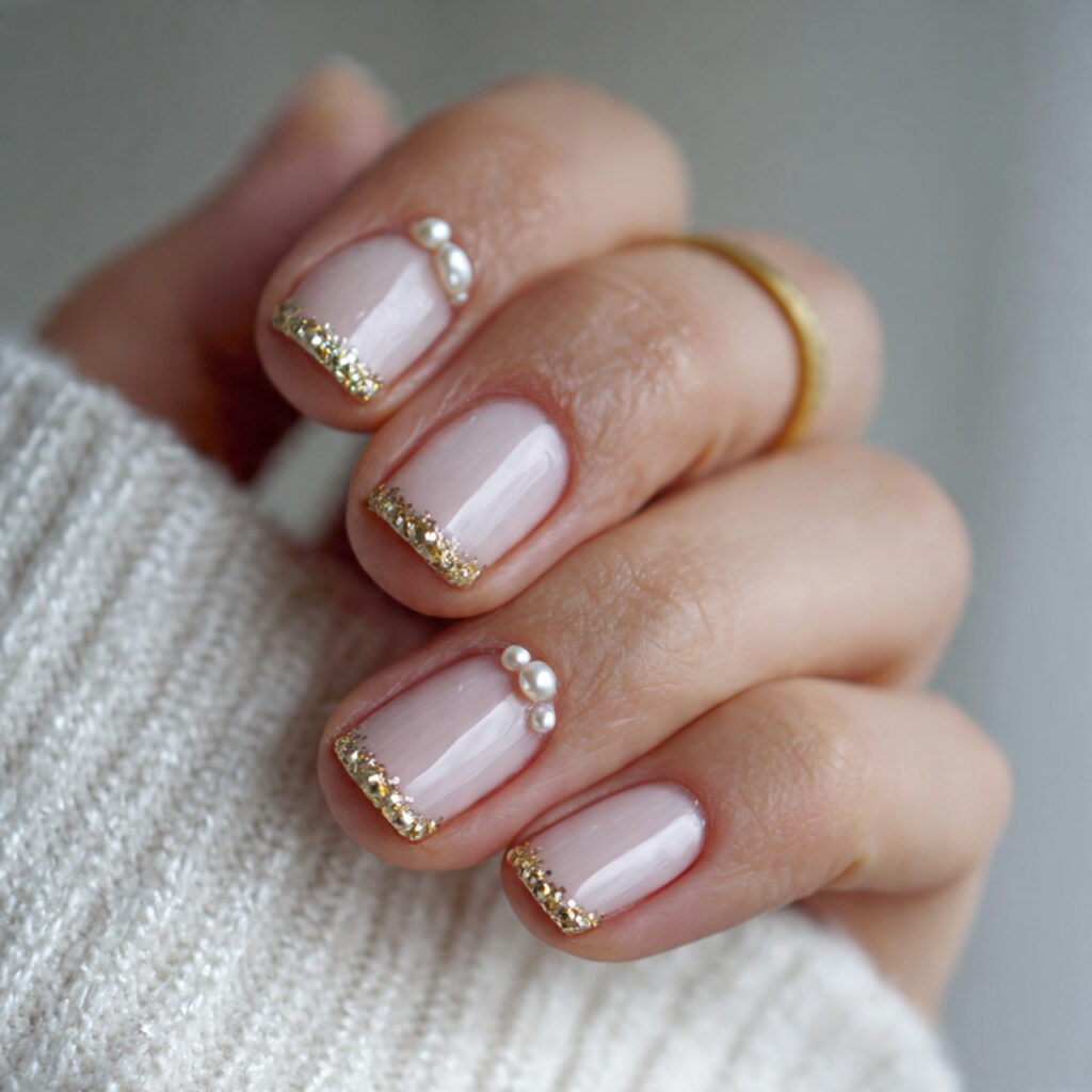 Minimal Pearl Accent Nails