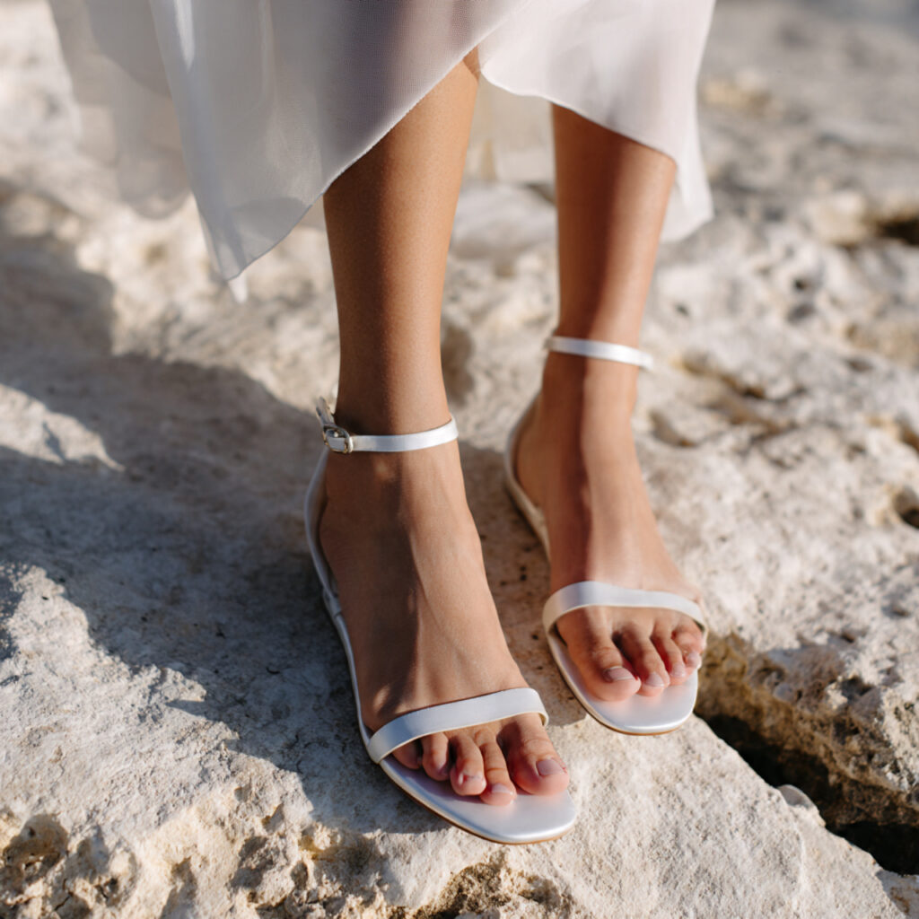 minimalist bridal sandals with supportive footbed clean