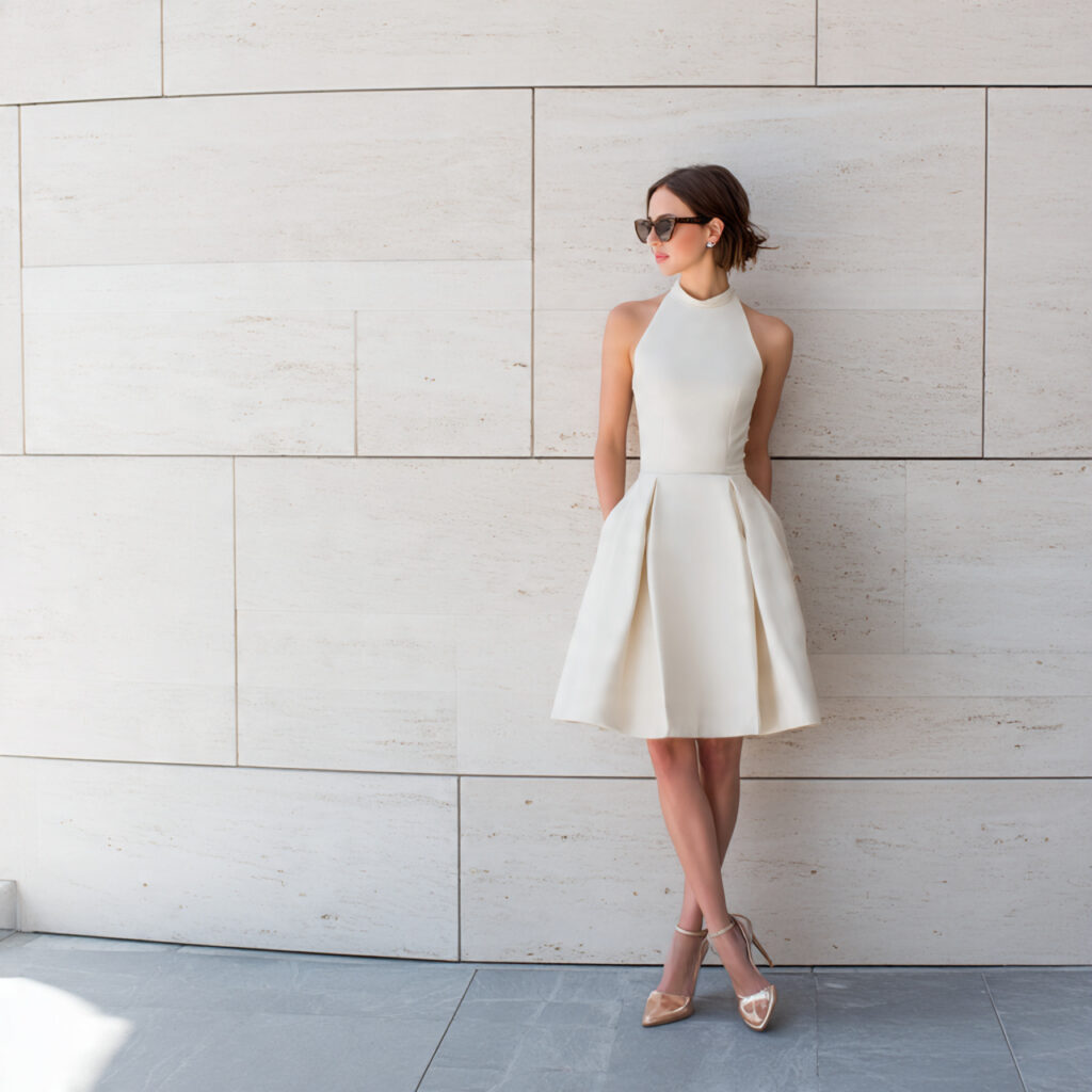 minimalist bridal shower guest outfit with a