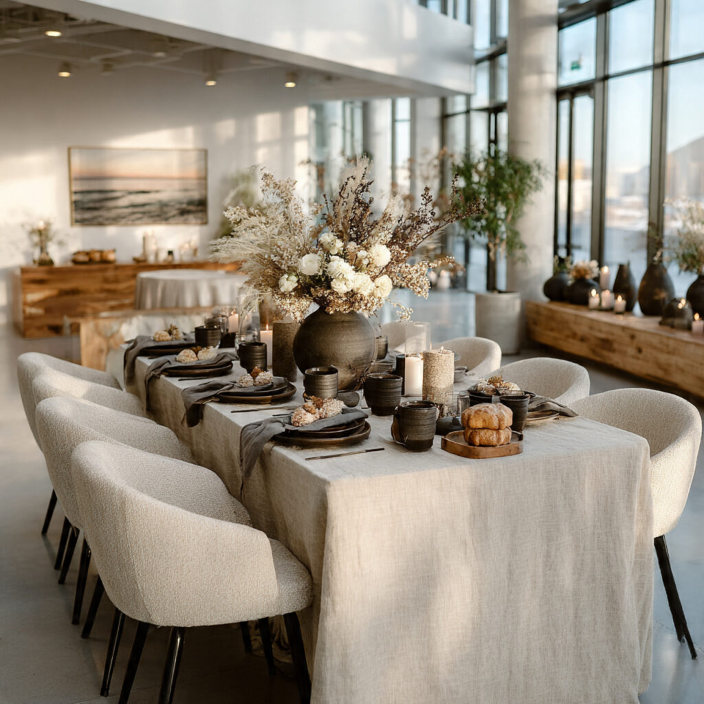 minimalist rehearsal dinner with clean modern design