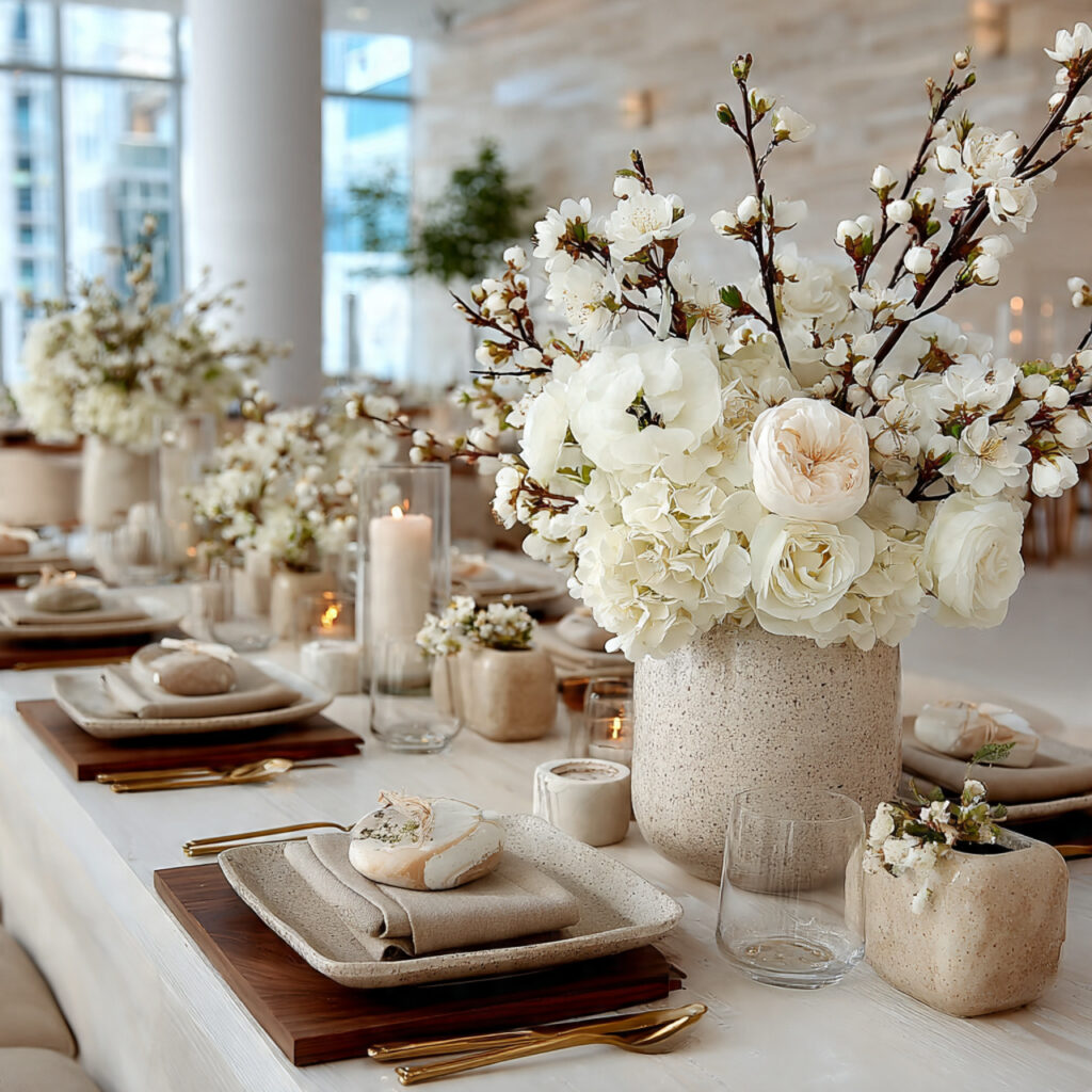 modern minimalist bridal shower decor with clean