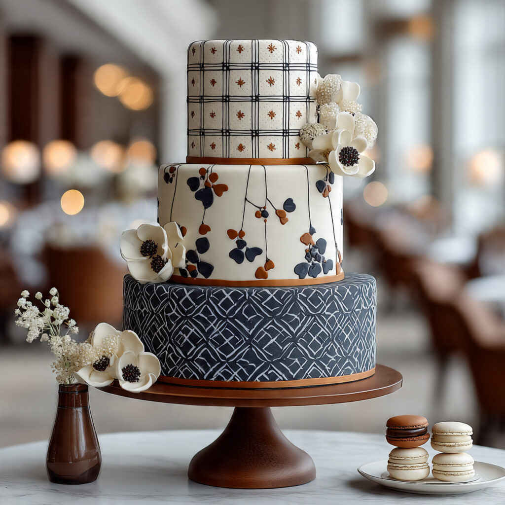 modern wedding cake with clean geometric patterns