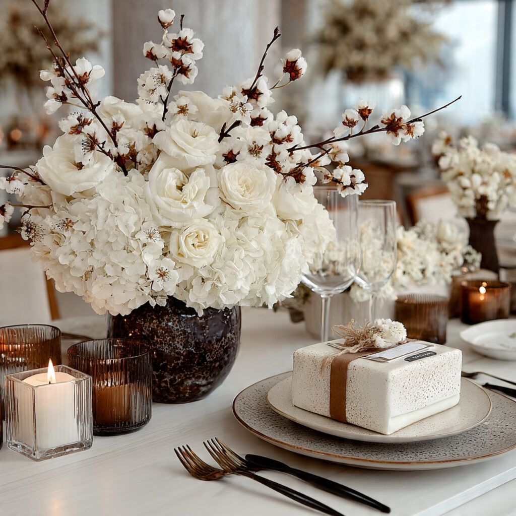 monochrome bridal shower decor in single color