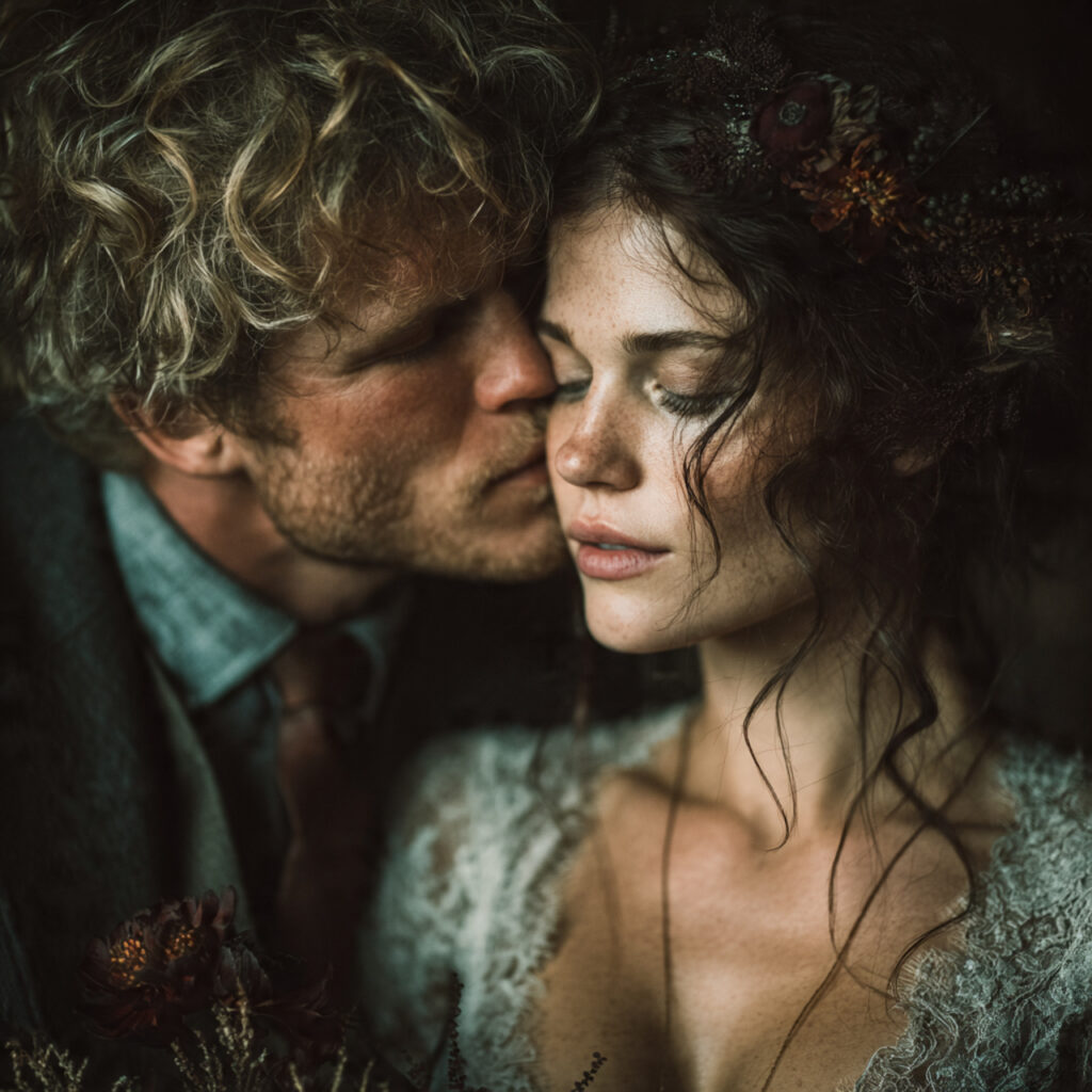 moody gothic wedding photography style with deep