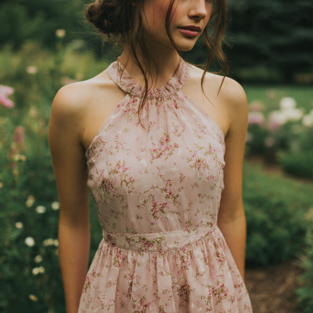muted pink floral wedding guest dress small