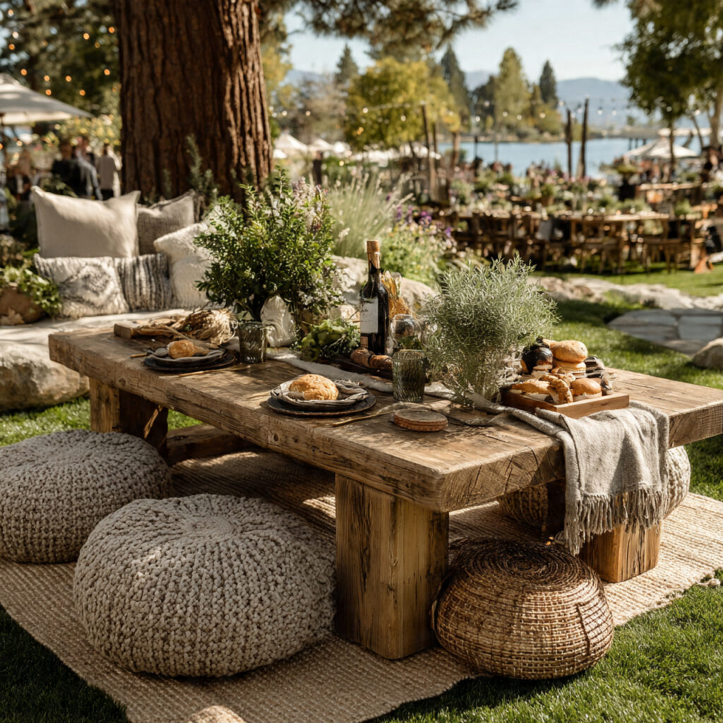 outdoor picnic baby shower with blankets low