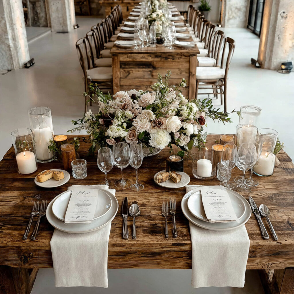 overhead flat lay showing two contrasting wedding