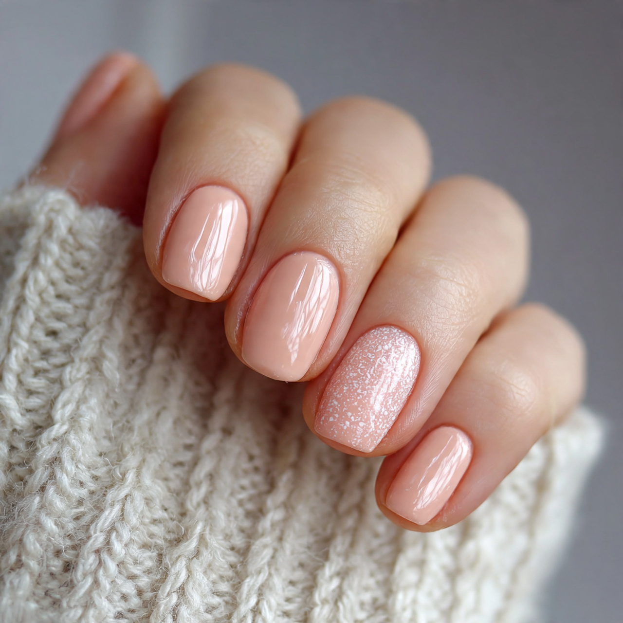 Pale Peach Bridal Nails