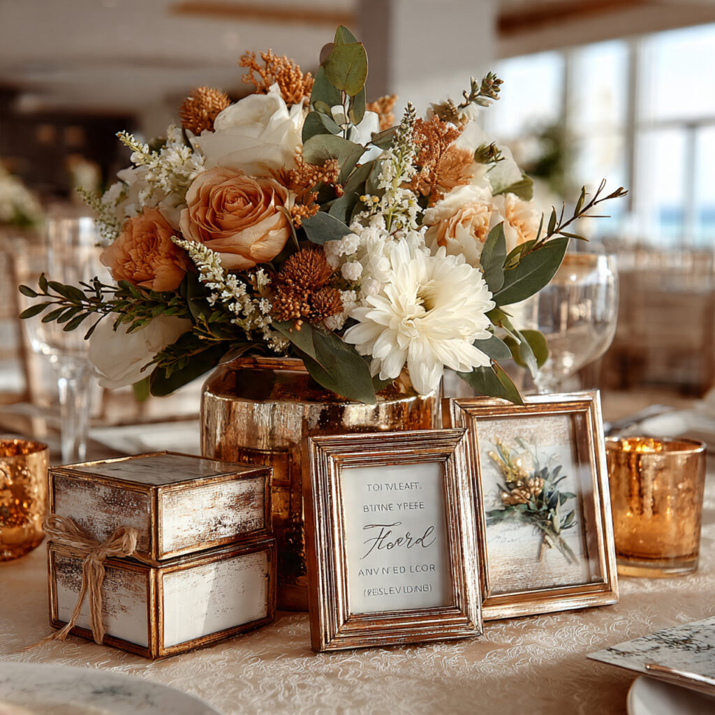 22 DIY Dollar Tree Centerpieces That Are Easy and Elegant 16 personalized dollar tree centerpiece using small photo