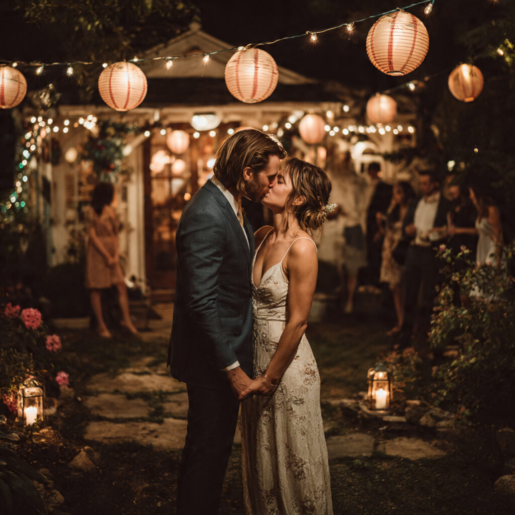 personalized micro backyard wedding with handwritten signs
