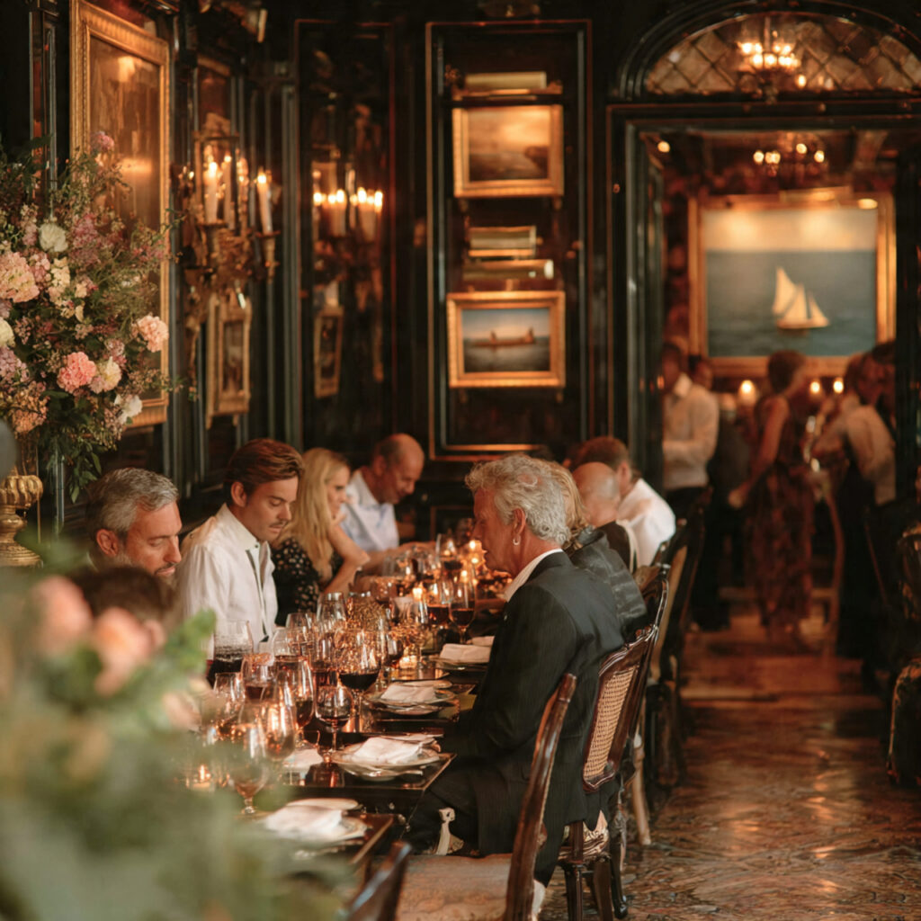 private club rehearsal dinner plush seating and