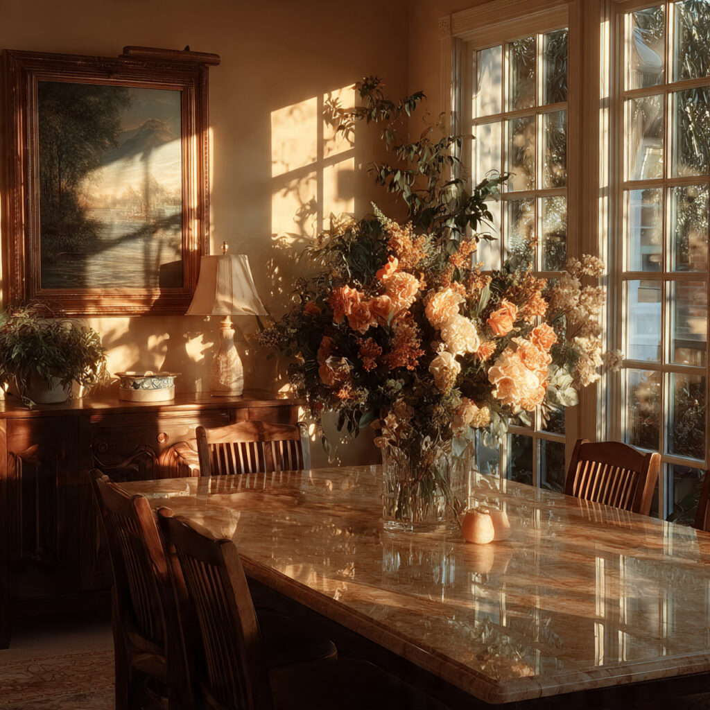 quiet thanksgiving dining room after guests leave