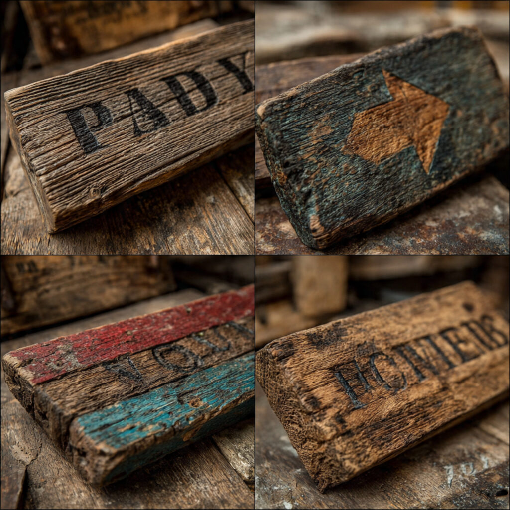 reclaimed wood wedding signage and decor directional