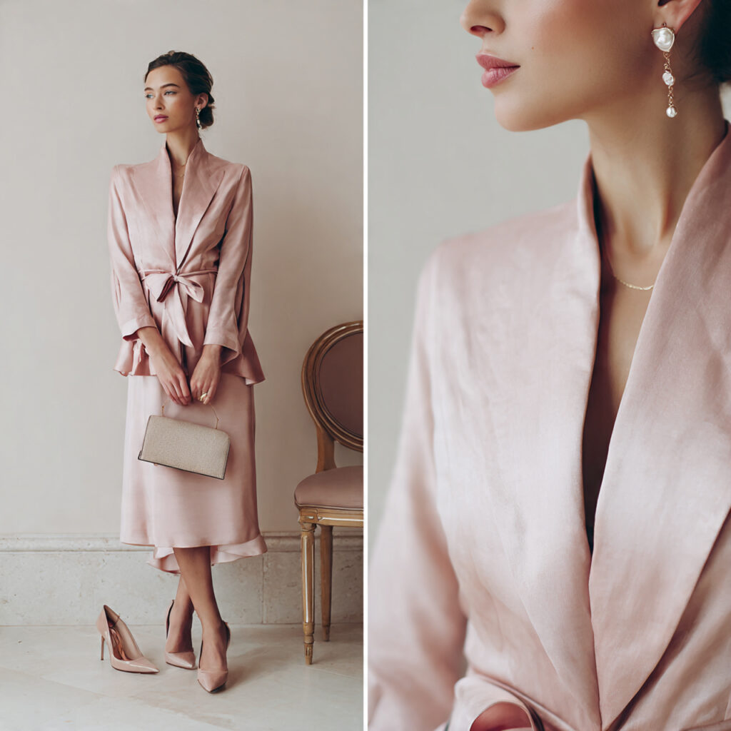 refined pink wedding guest outfit intentional minimalist