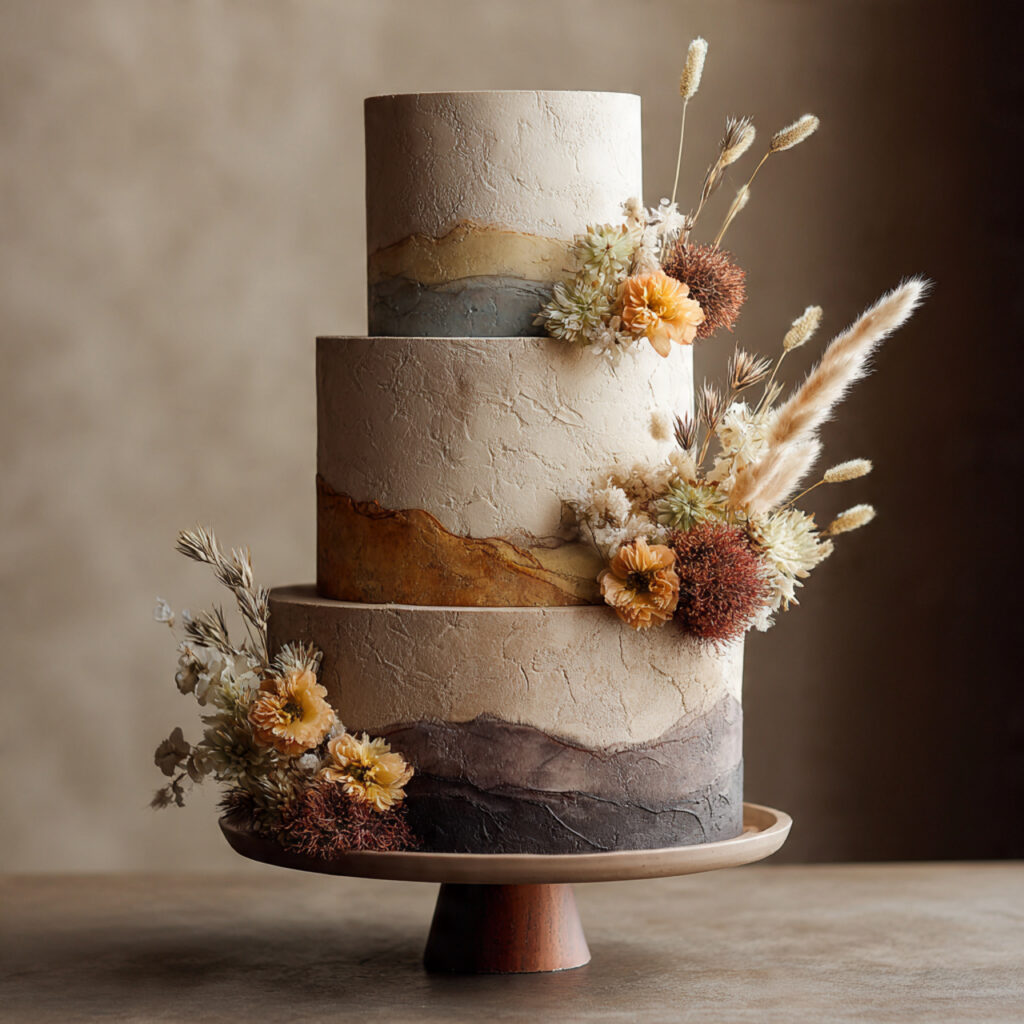 region inspired groom s cake with abstract landscape textures