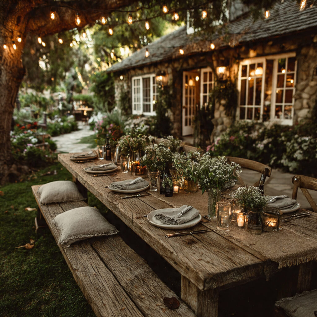 relaxed backyard bridal shower with casual seating